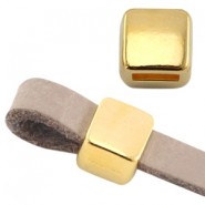 DQ Metal slider for 5mm flat leather / cord Gold